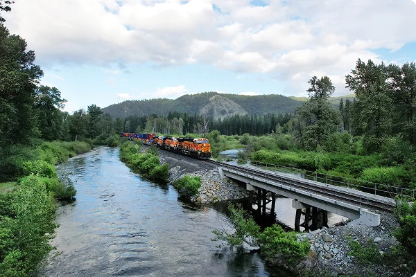 train on bridge over water